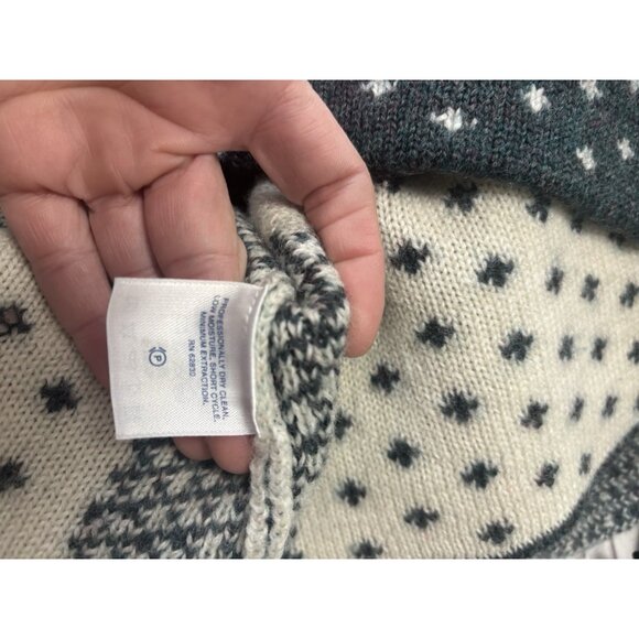 Lands End Sweater Womens Small Full Zip Cardigan Fair Isle VTG Green Nordic Wool - Picture 10 of 10